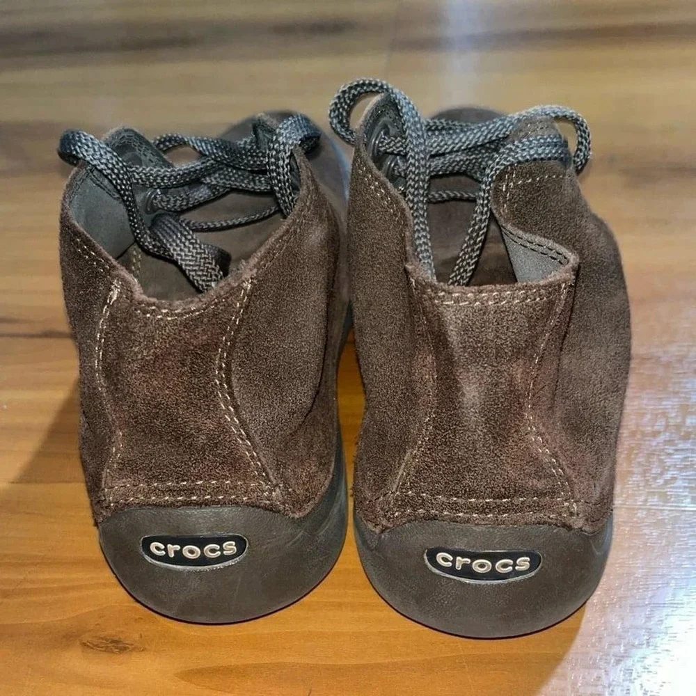 Mens Crocs Hi Cruiser Brown Suede Lace Up Ankle Chukka Boots
